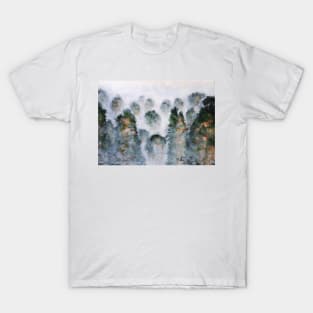 Misty Mountains Peaks Rocks Tranquility Serenity Gentleness Thailand T-Shirt